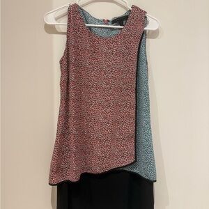 BCBGMaxAzria Red and Blue Patterned dress/top